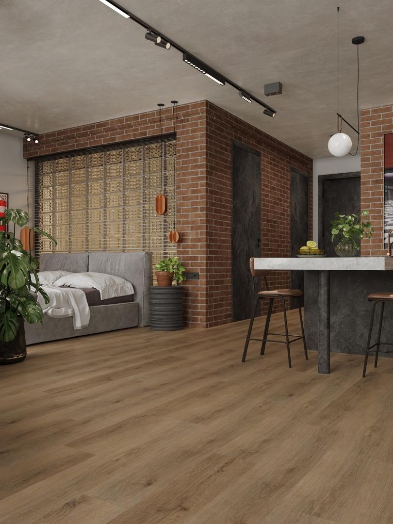 Кварцвиниловая плитка Alpine Floor клеевая Ultra Дуб Рейсдал ЕСО 5-41 1219,2×184,15×2 фото в интерьере